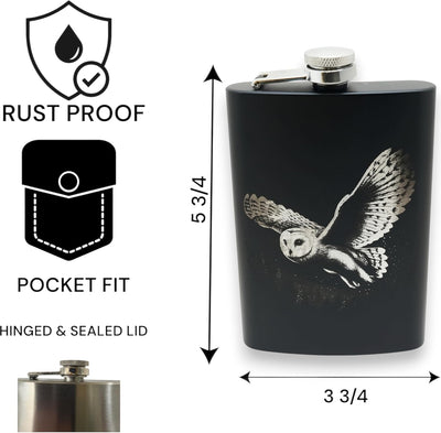 Flask negro Flying Barn Owl 8 oz