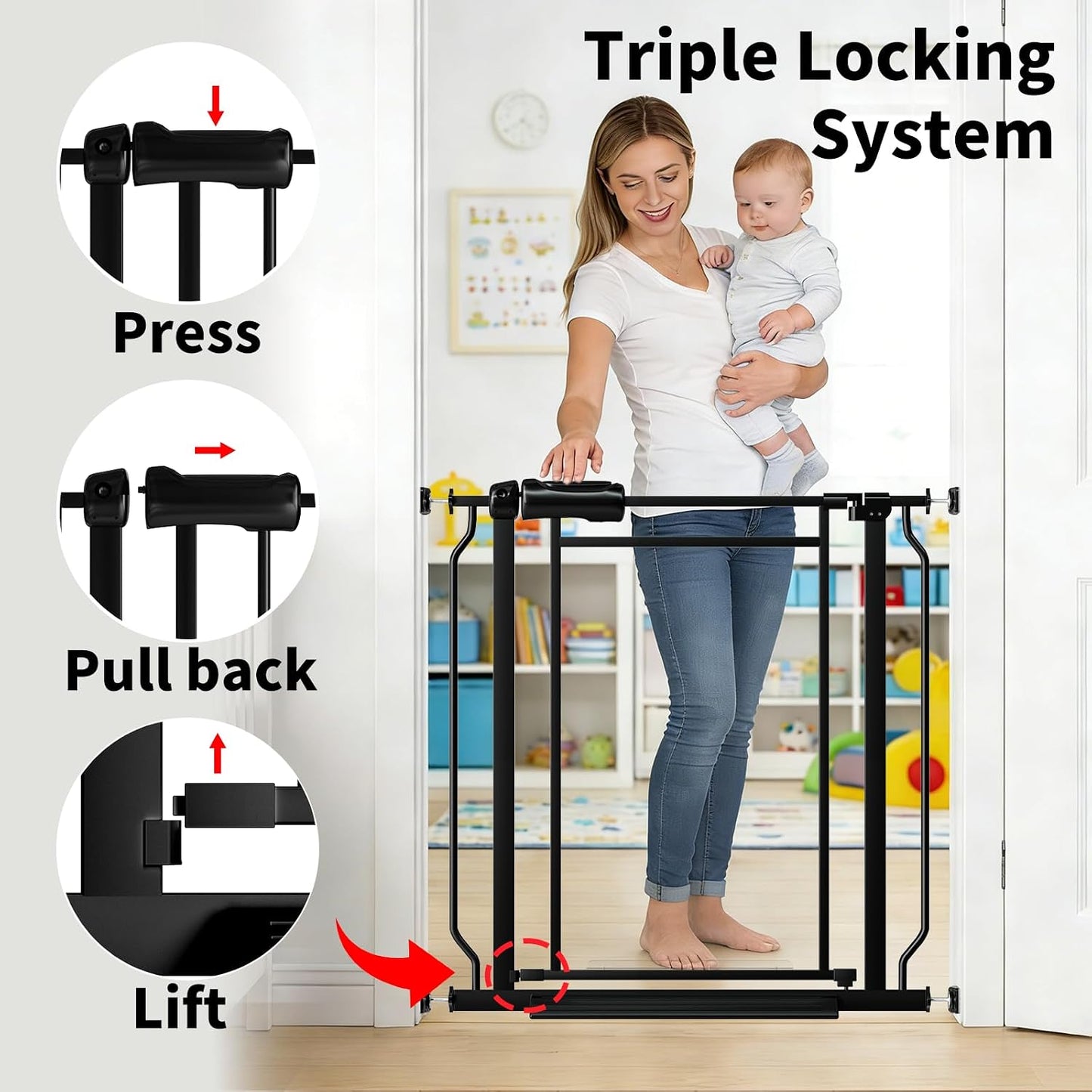 Puerta seguridad para niños perros 29-38pulg ancha