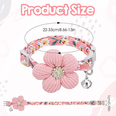 Collar perro pequeño con flor campana ajustable rosa