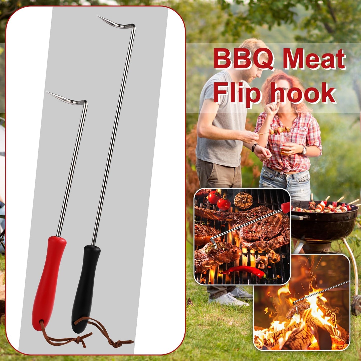 2 Pzas Aletas Alimentos Acero Inox Gancho Barbacoa