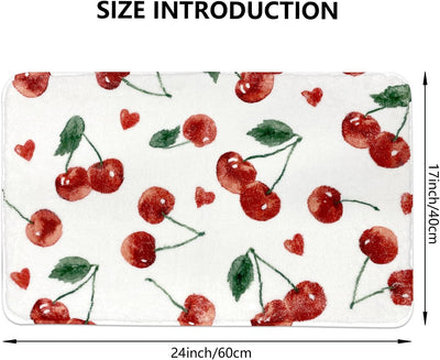 Tapete baño diseño cereza antideslizante 17x24pulg color rojo