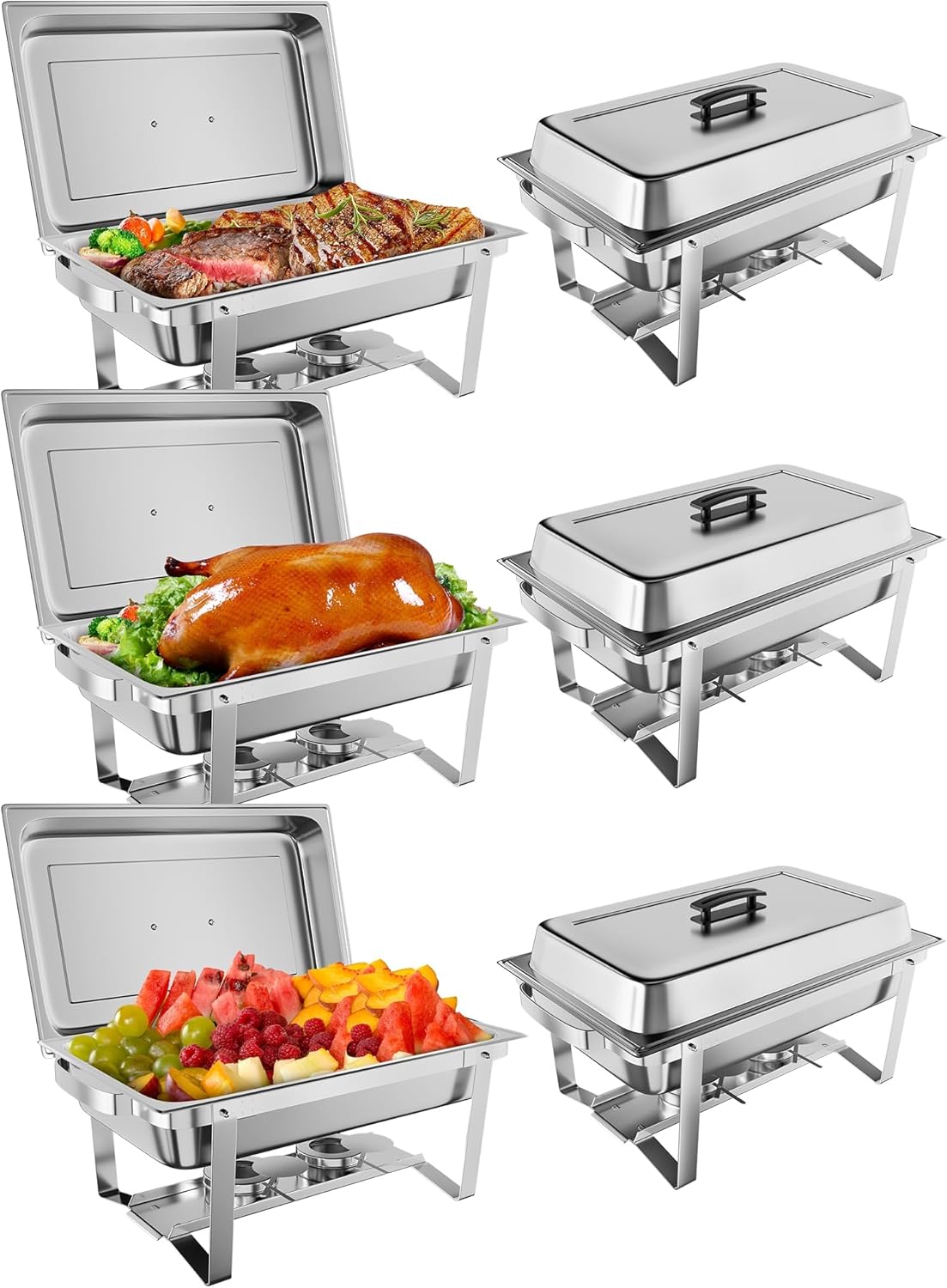 Set 6 Chafer Plata Plegable Bufé 8qt