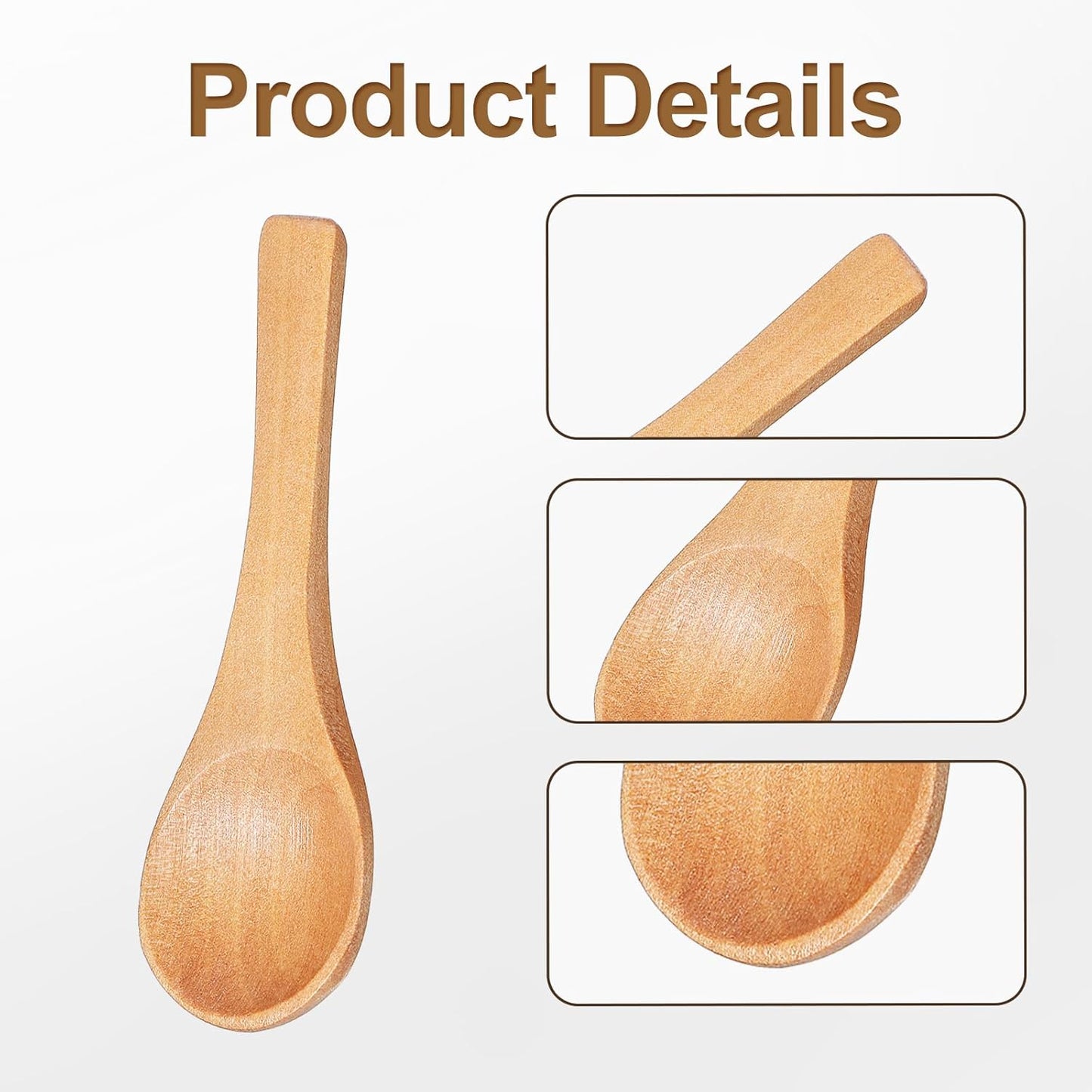 8 Cucharas Madera 3.5pulg Mini para Café Té Azúcar