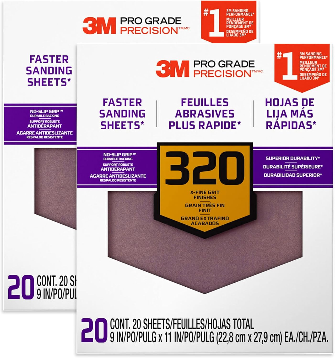 Papel lija grano 320 9x11pulg pack 2
