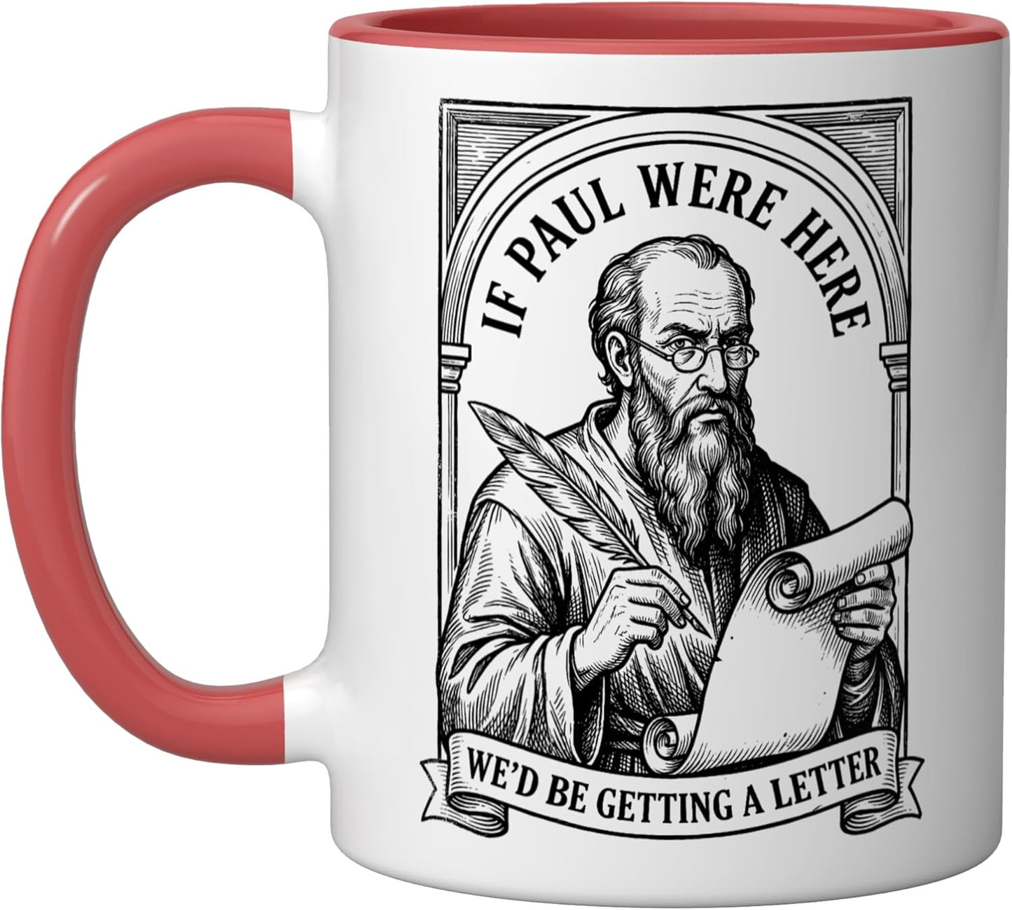 Taza de cerámica humorística If Paul Were Here Roja/Blanca