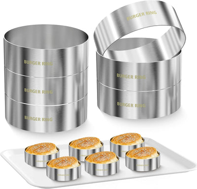 Juego 6 anillos hamburguesa acero inox 304 antiadherente 4.2pulg