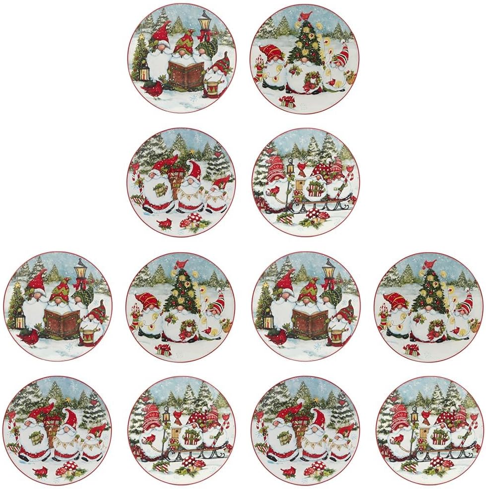 Juego 4 Platos Gnomos Navideños 9pulg Multicolor
