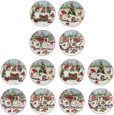 Juego 4 Platos Gnomos Navideños 9pulg Multicolor