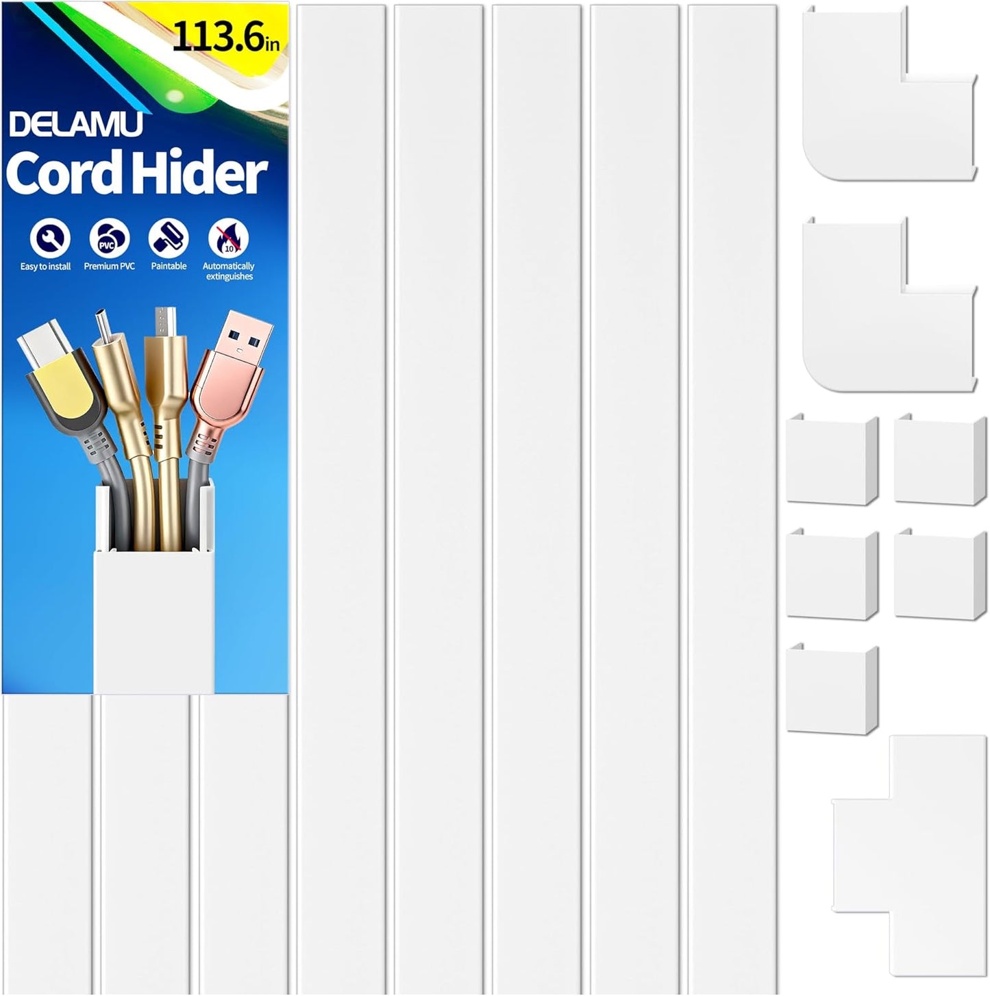 Ocultador cable TV pared cubierta pintable 113.6pulg