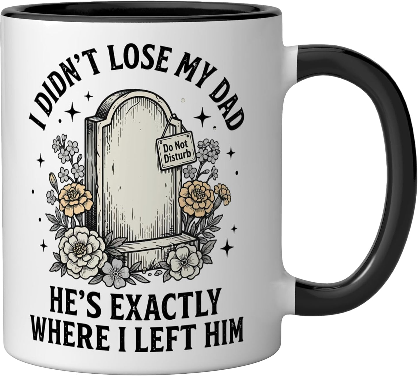Taza Cerámica 'No Perdí a Mi Padre' Negro/Blanco