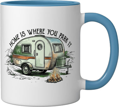 Taza Cerámica Estilo Camper Retro Azul/Blanco