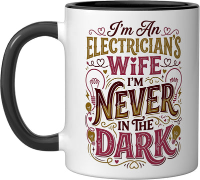 Taza cerámica para esposa de electricista negro/blanco