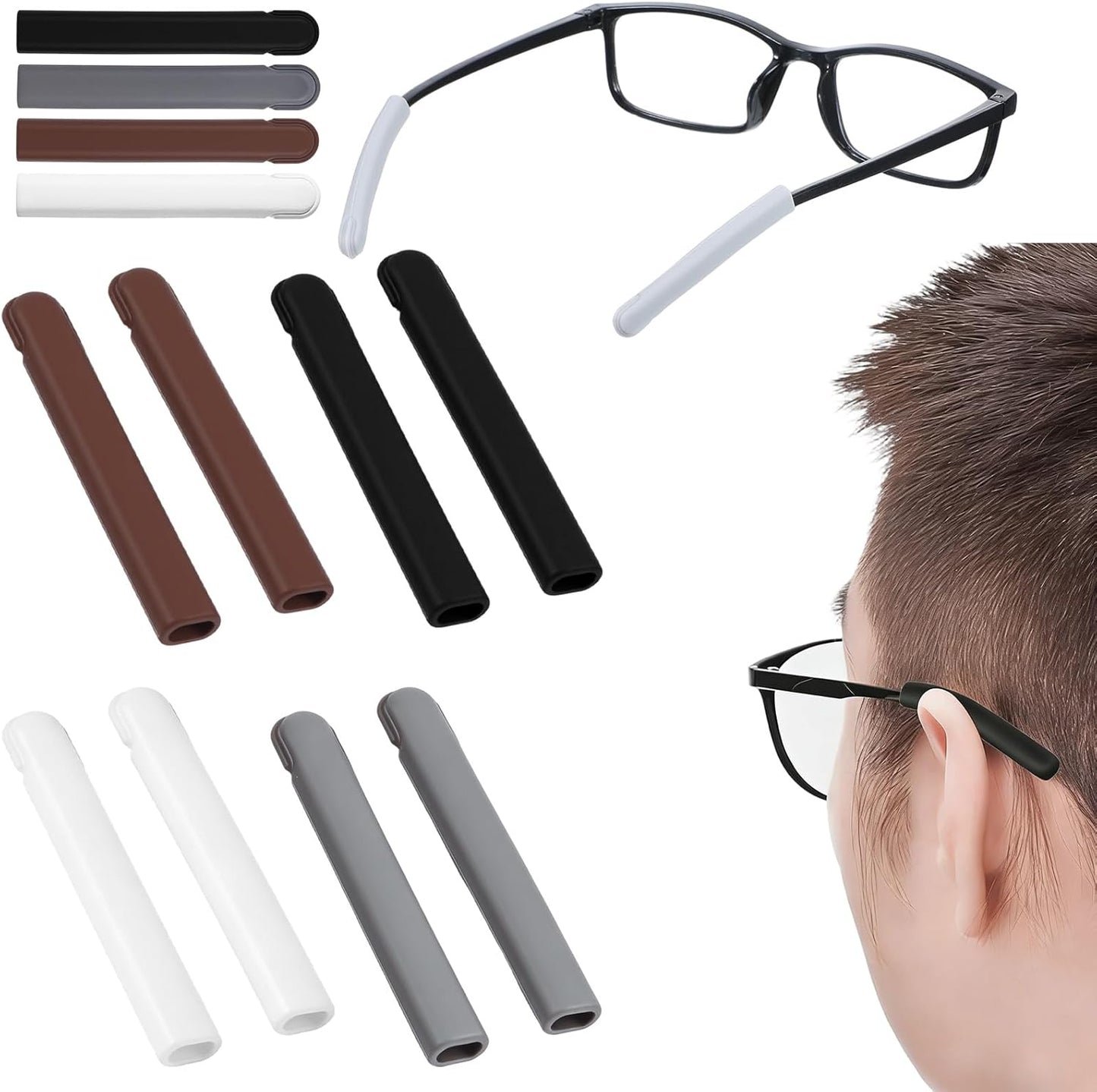 Almohadillas antiderrap silicona para gafas 4 pzas negr gris marr