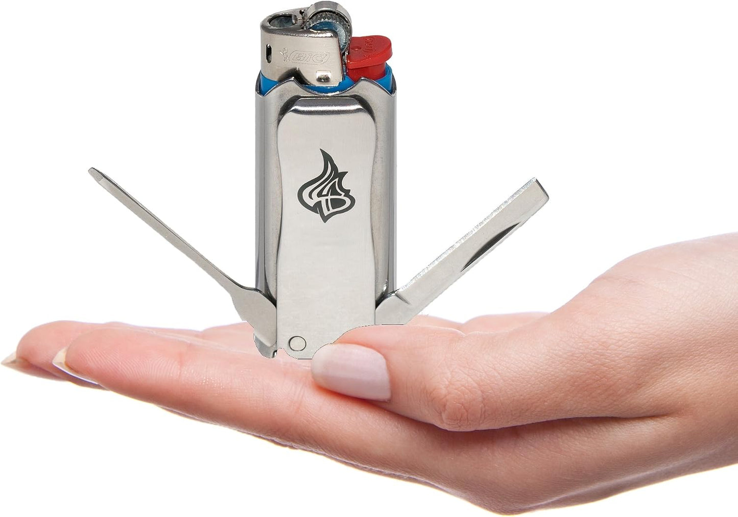 Funda encendedor acero inox micro compacta multiherramienta