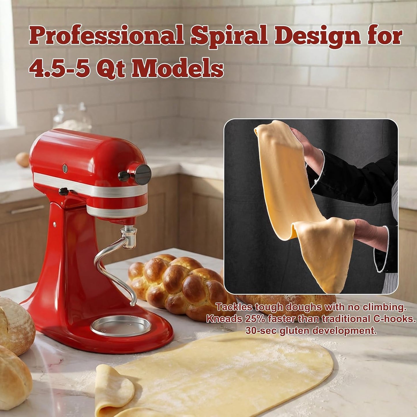 Gancho masa espiral acero inox comp KitchenAid 4.5-5qt