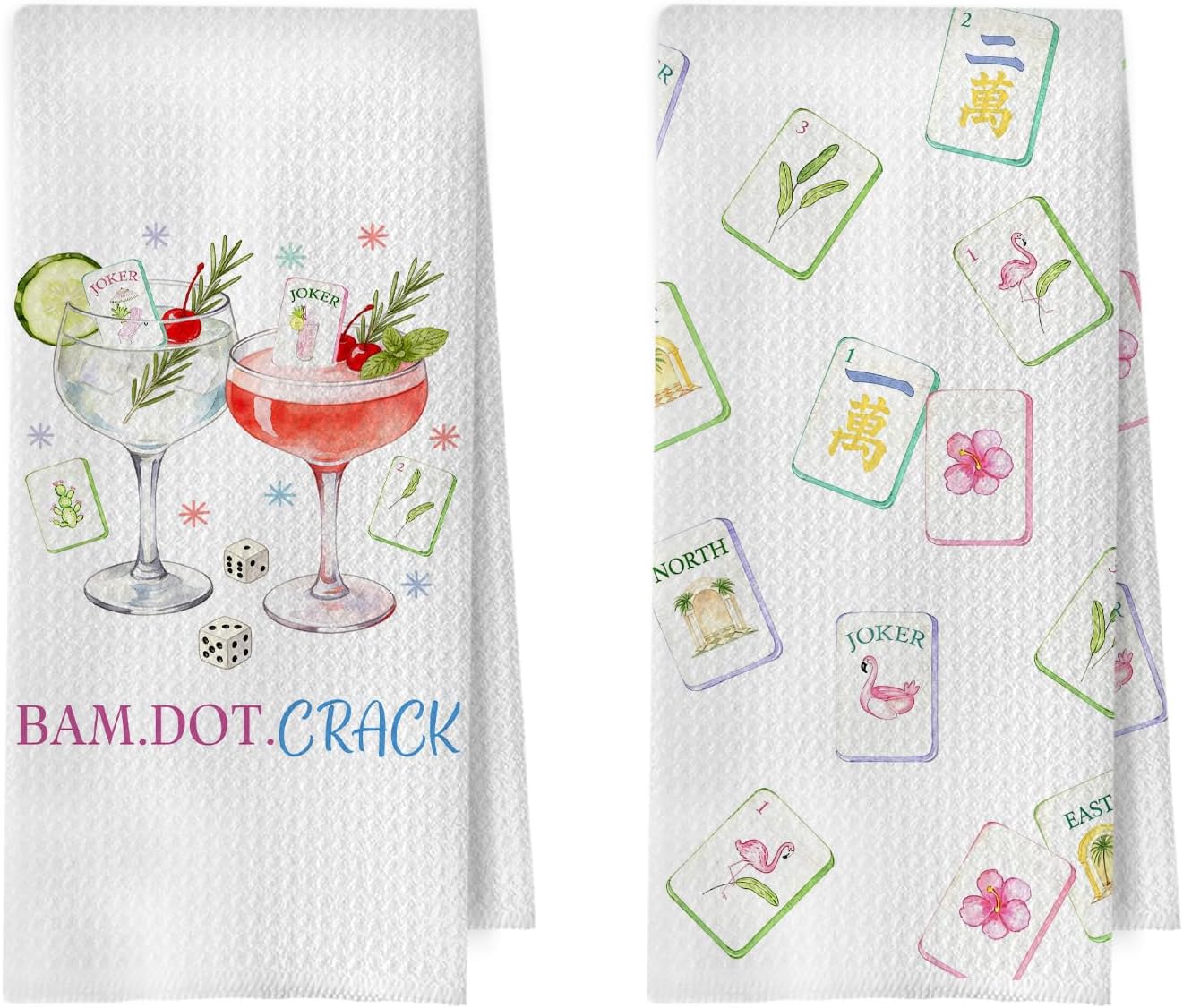 Juego de toallas de cocina Mahjong decorativas para platos de gofres 16x24