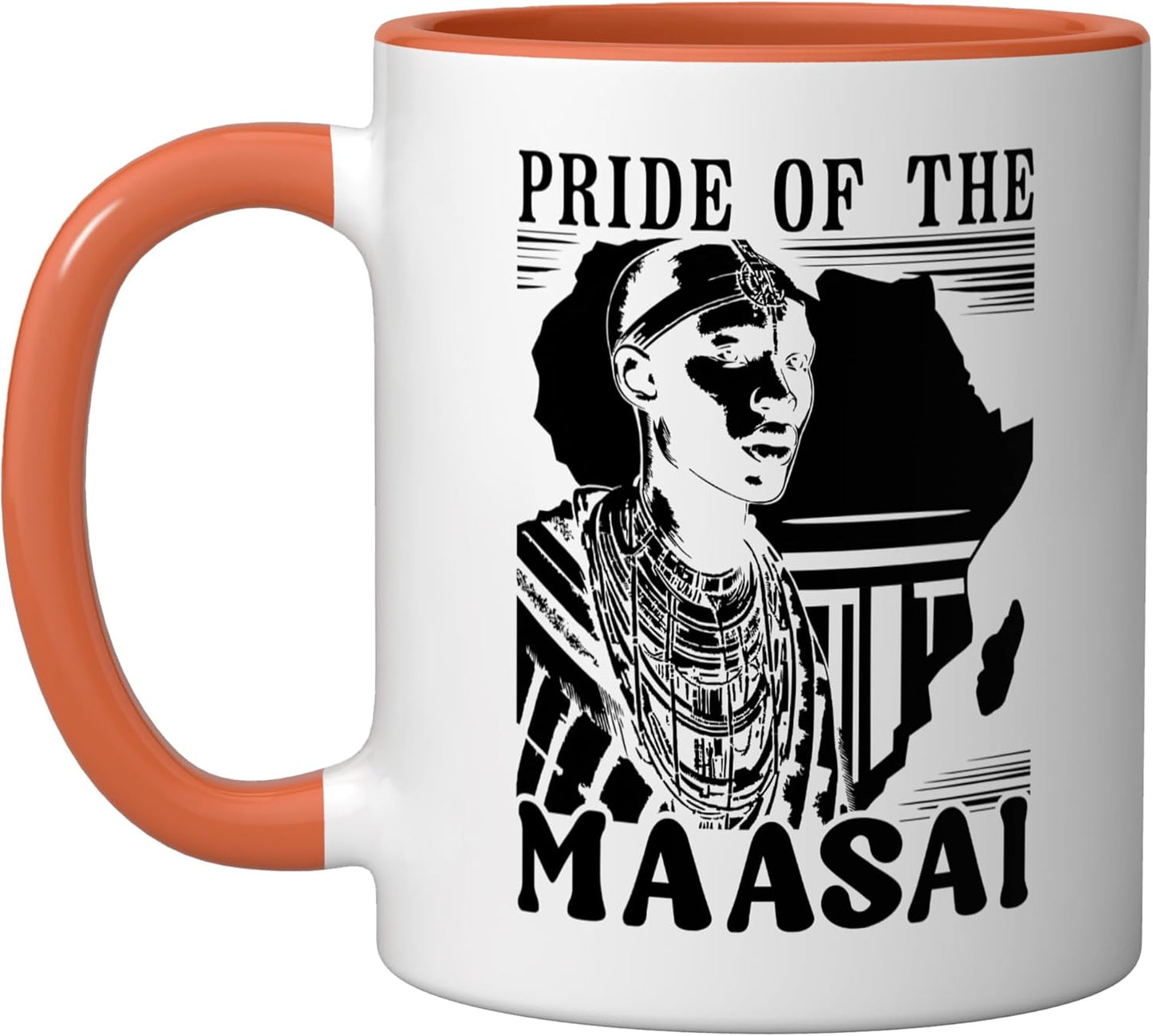 Taza Cerámica Tribu Africana Color Naranja/Blanco