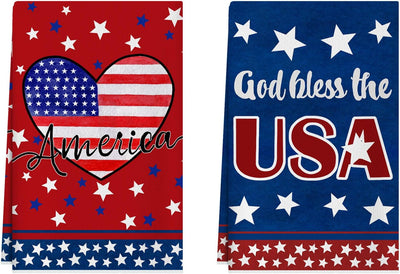 Paños de cocina patrióticos God Bless The USA Juego de 2