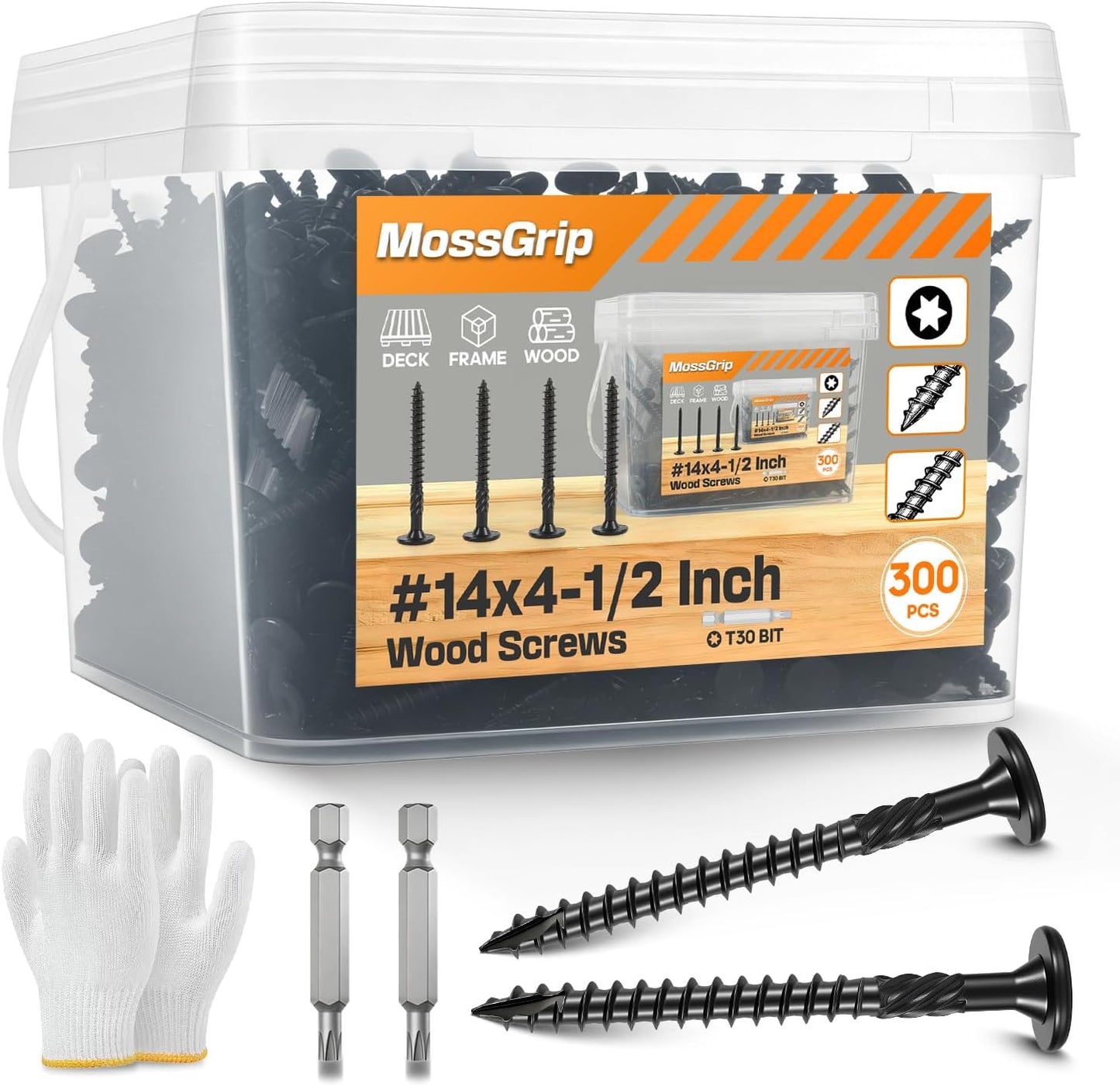 Tornillos #14 x 4.5pulg madera negros resistentes