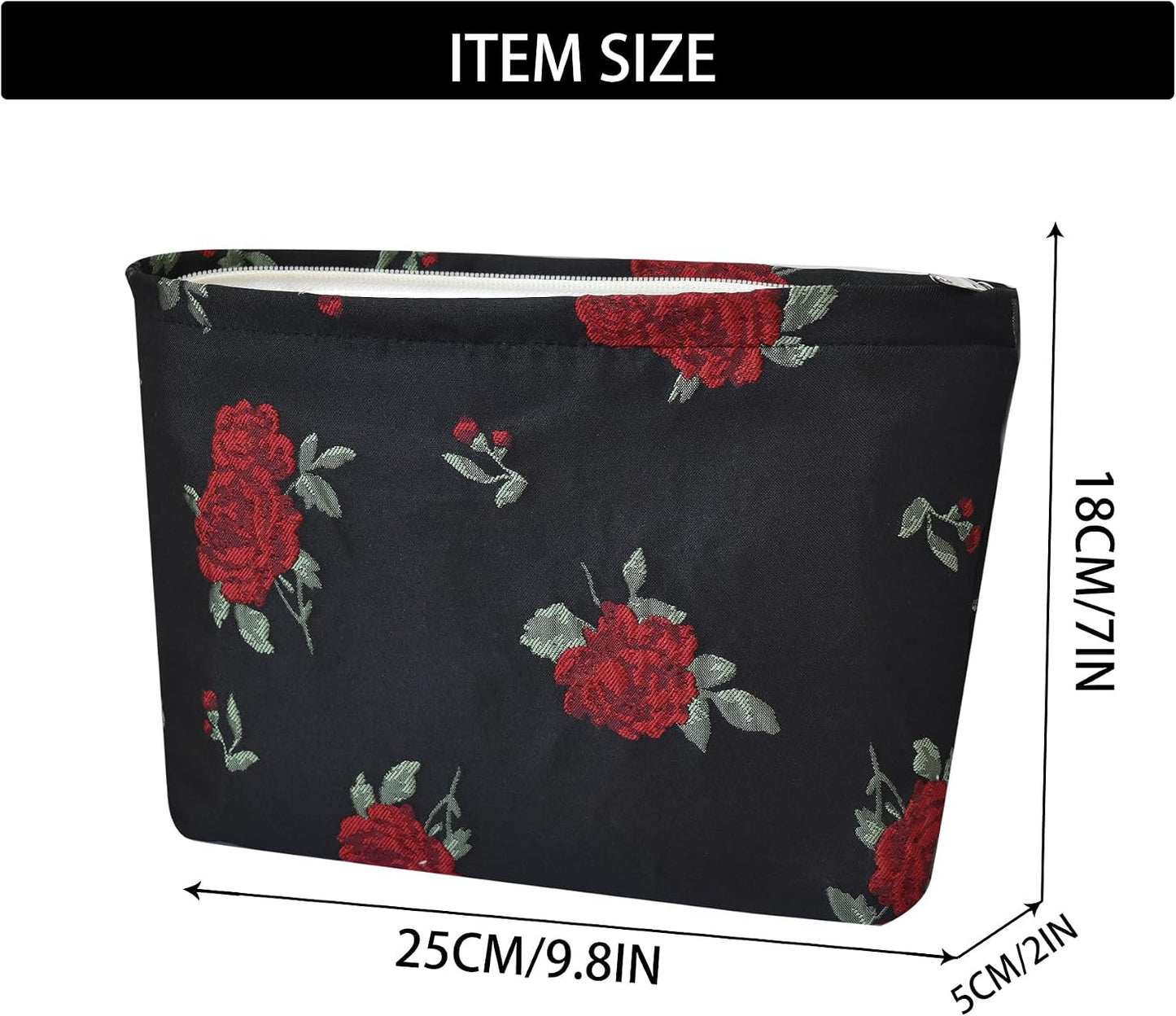 Bolsa cosmética para viaje mujer con flores gran capacidad