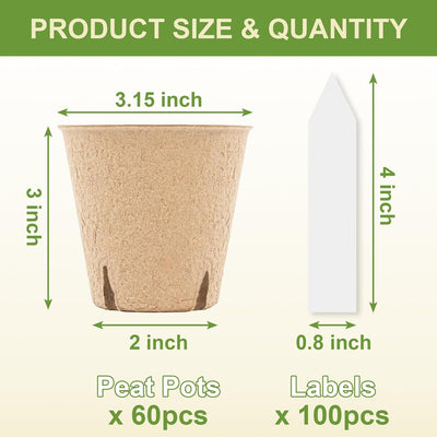 Macetas Turba 3.15pulg Biodegradables con Drenaje