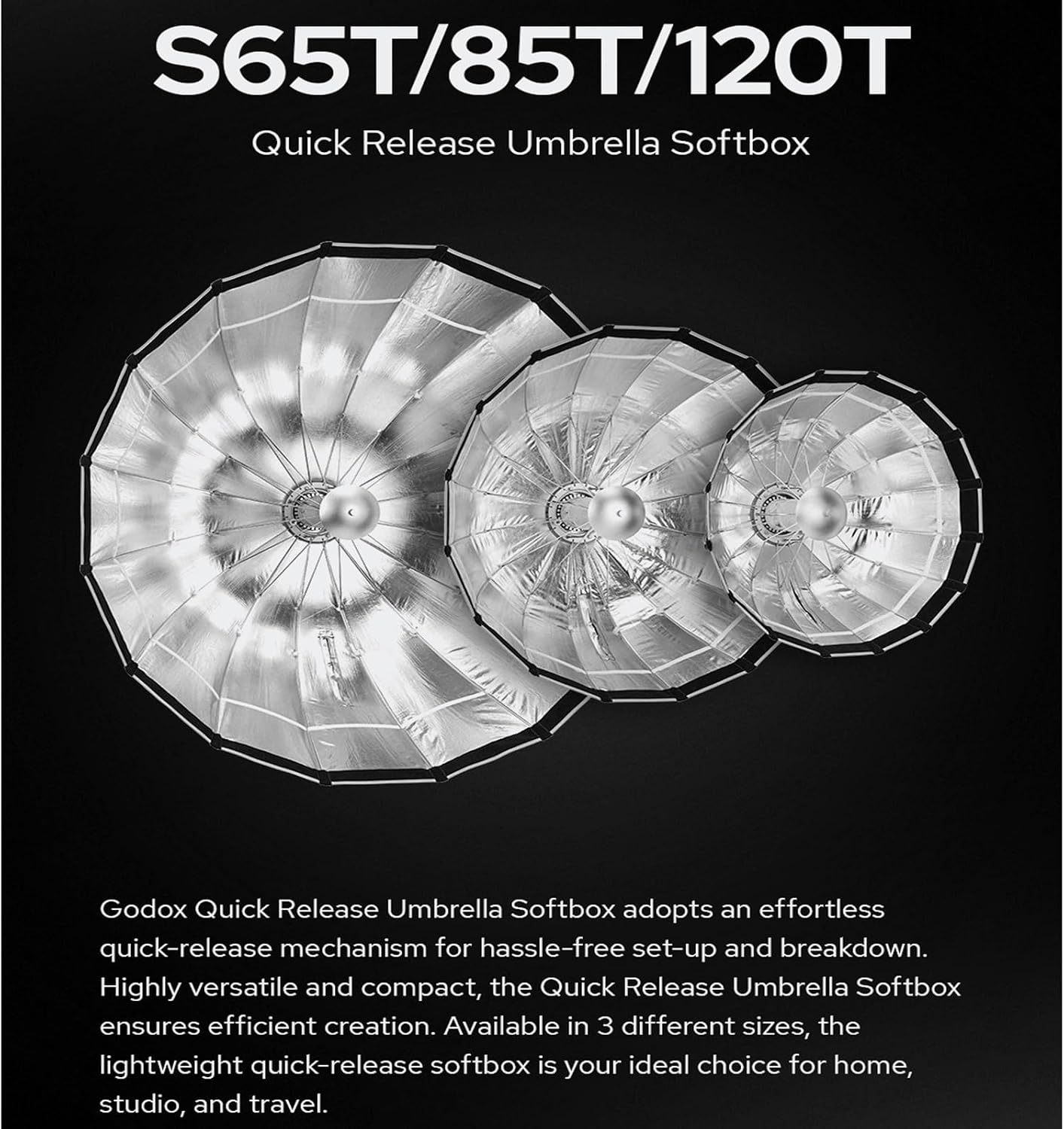 Softbox S85T 85cm Paraguas Rapida Luz LED Flash