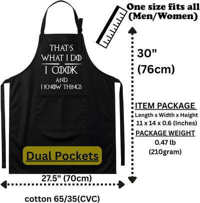 Apron cocina negro algodón mezcla con bolsillos ajustable