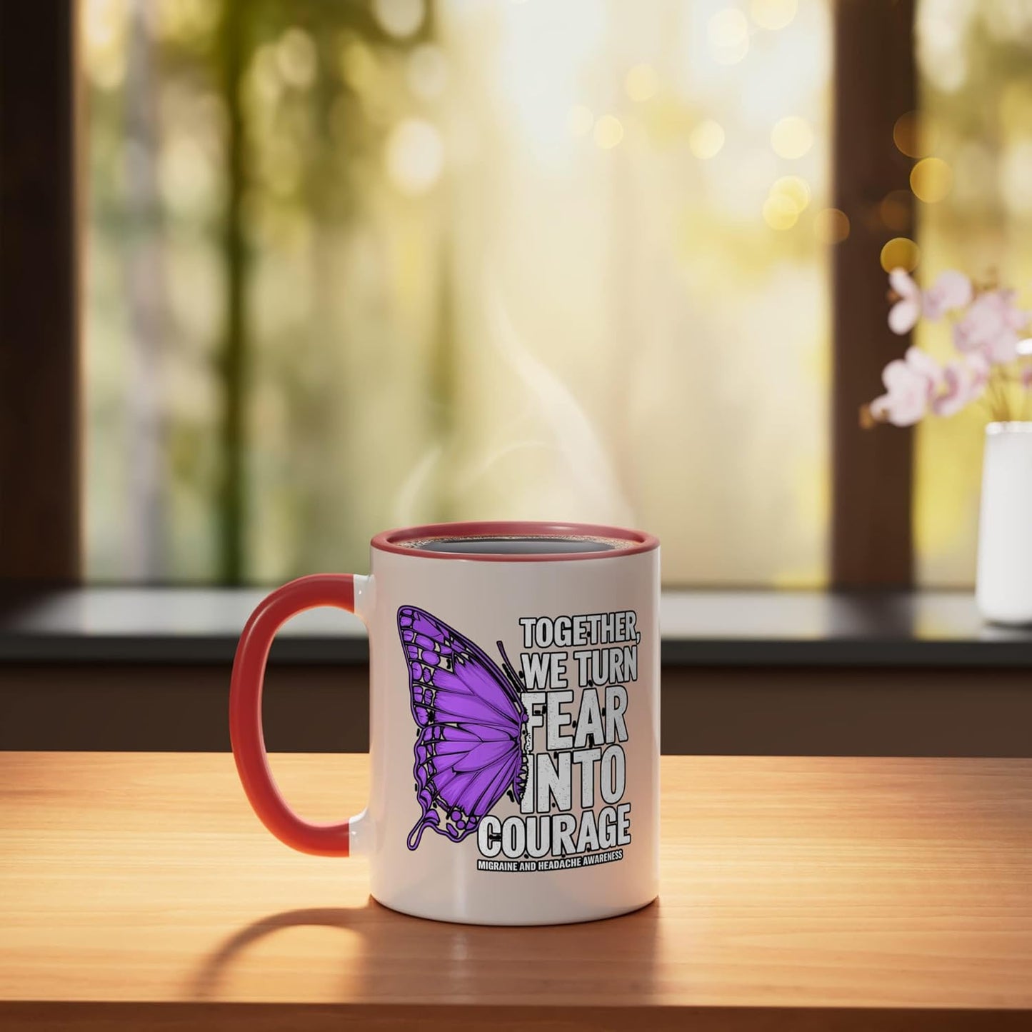 Taza Cerámica Contra Migrañas Roja/Blanca
