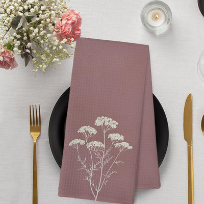 Juego de 2 toallas de cocina vintage con flores silvestres malva