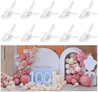 10 Clips Arco Globos 4pulg Resistentes Plástico