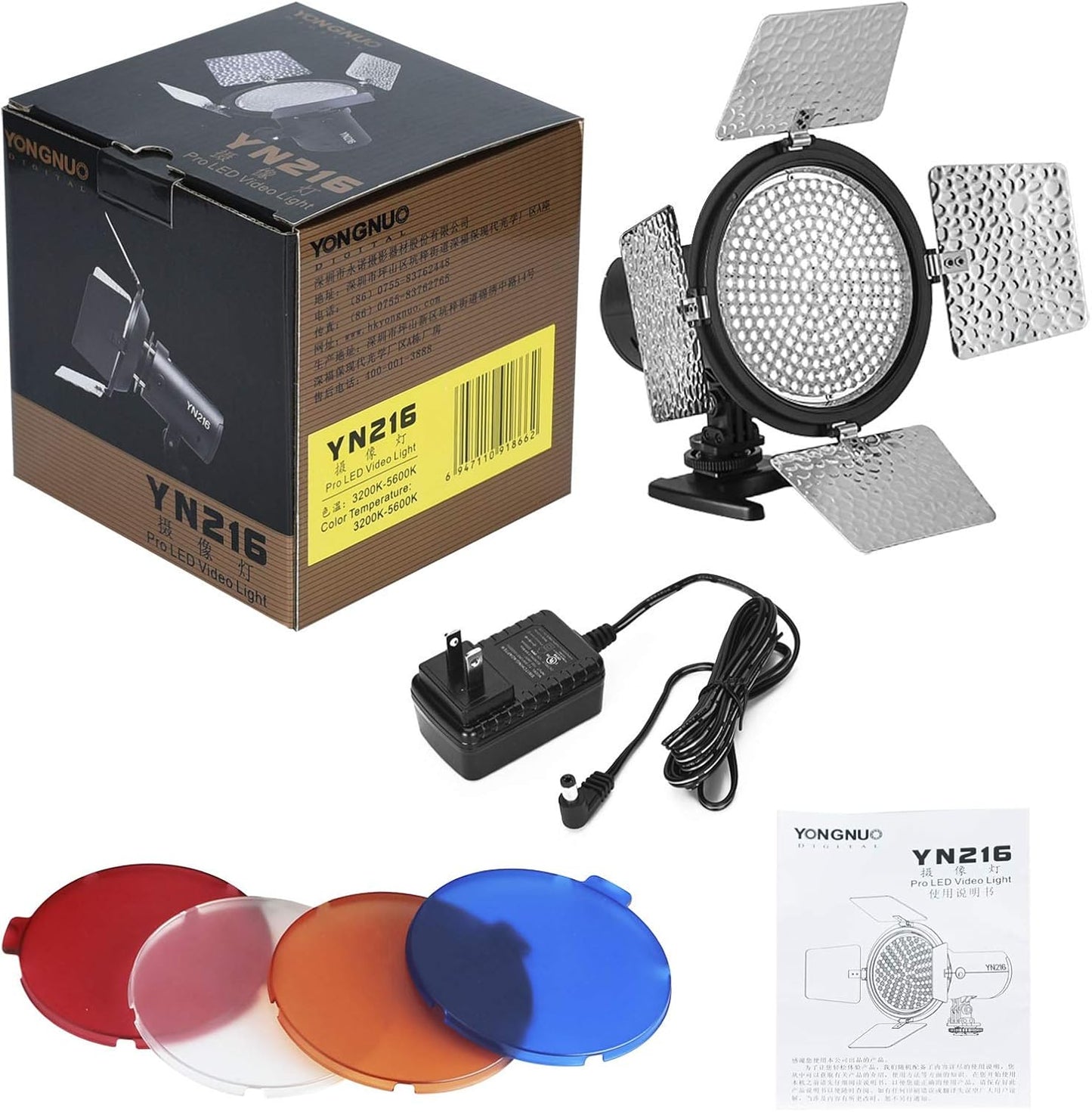 Luz video LED 12V 2A adaptador CA YN216