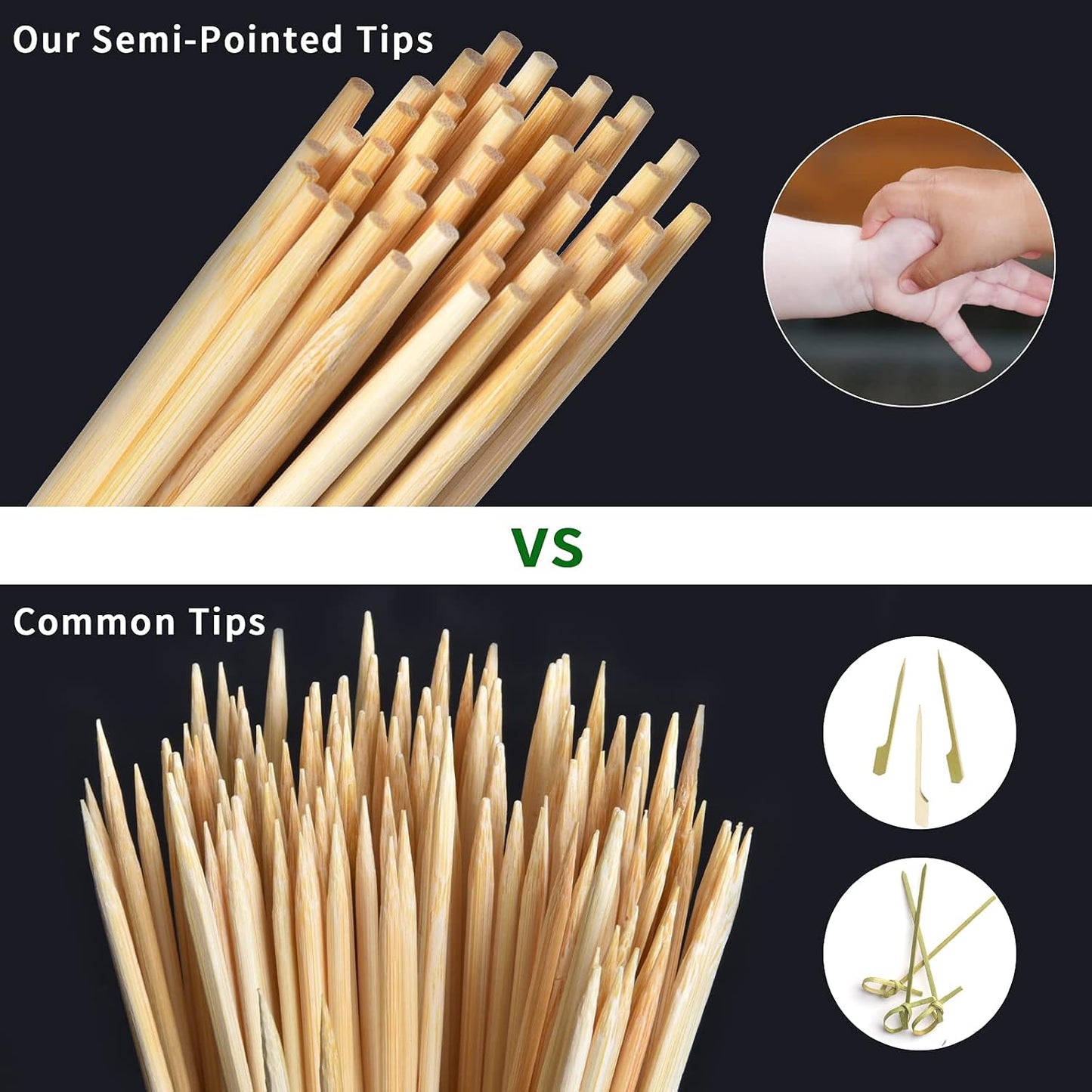 Brochetas bambú 6pulg para frutas kebab fondue cake pop