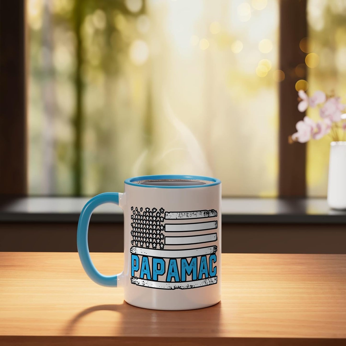 Taza Cerámica Bandera Americana Vintage Azul Blanco