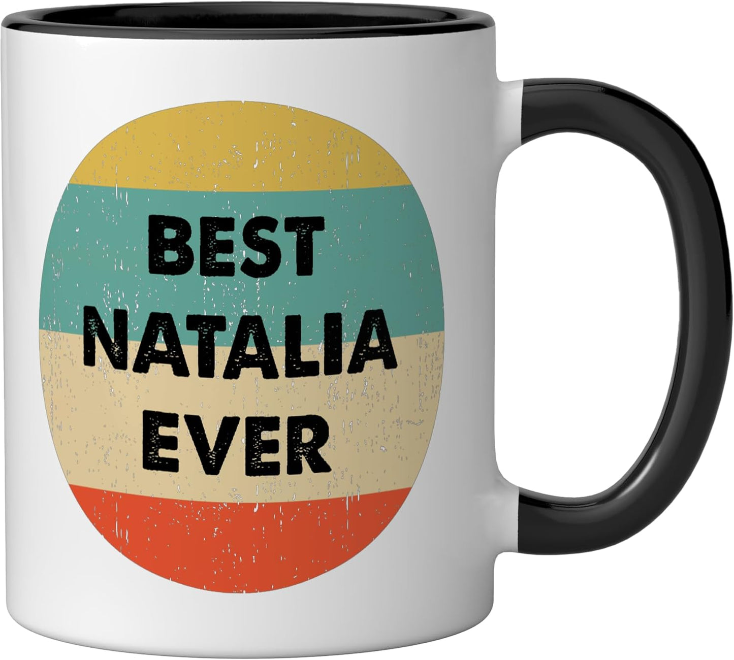 Taza de cerámica Natalia Name color negro y blanco