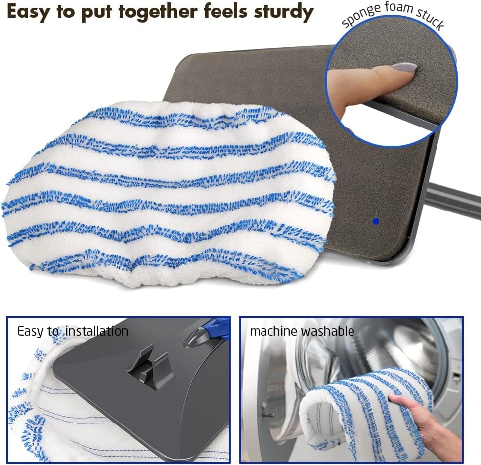 Almohadillas microfibra 15x8pulg set 3 reutilizables para trapeador