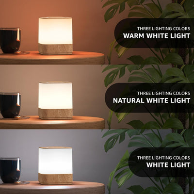 2 Lámparas Nocturna LED Recargable 3 Colores Táctil USB