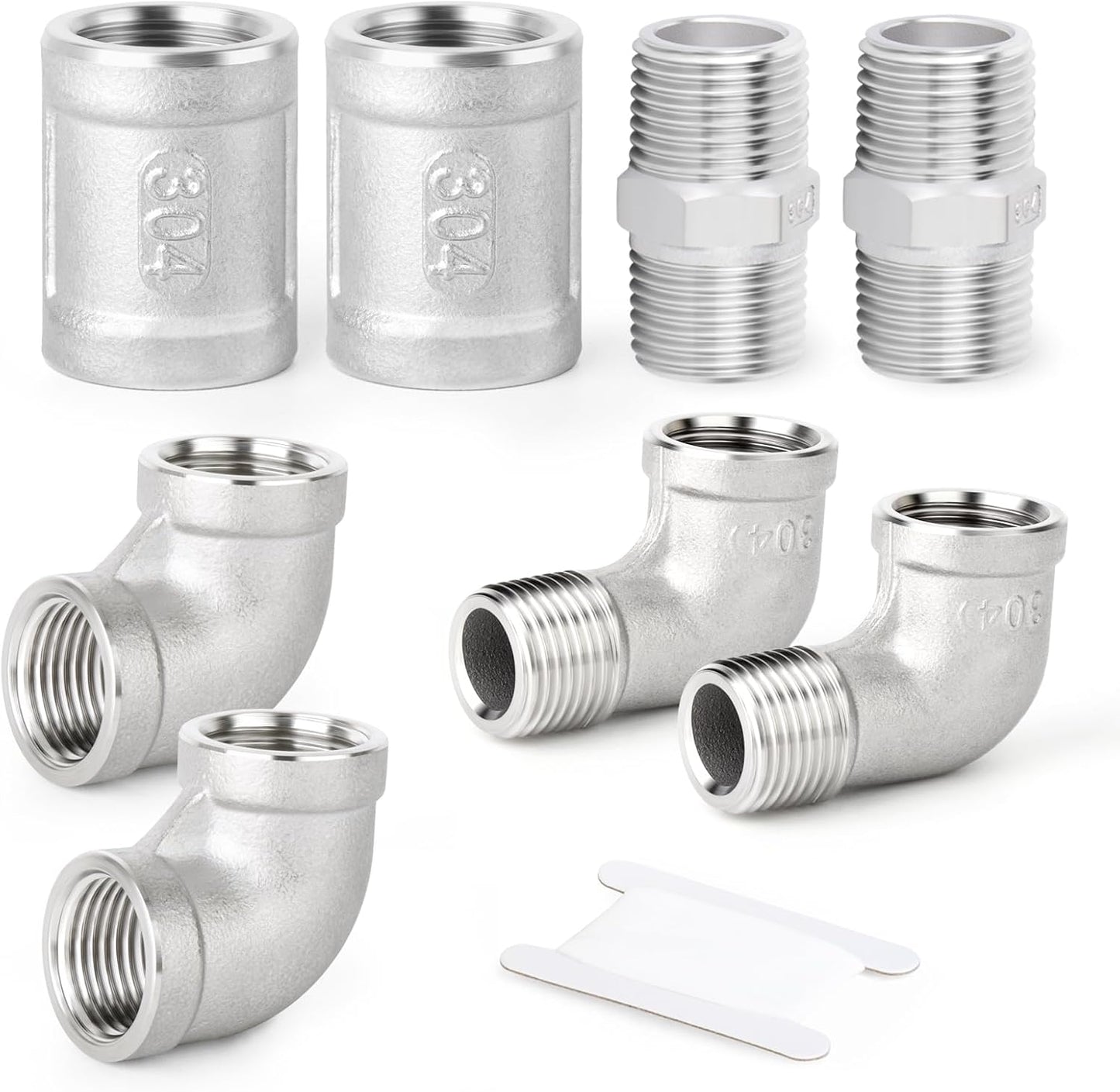 Kit 8 Pzas Codo 90 Grados Acero Inox 304 3/8pulg