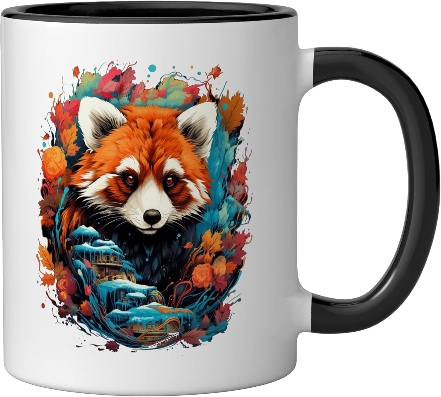 Taza de cerámica panda rojo colorido negro/blanco