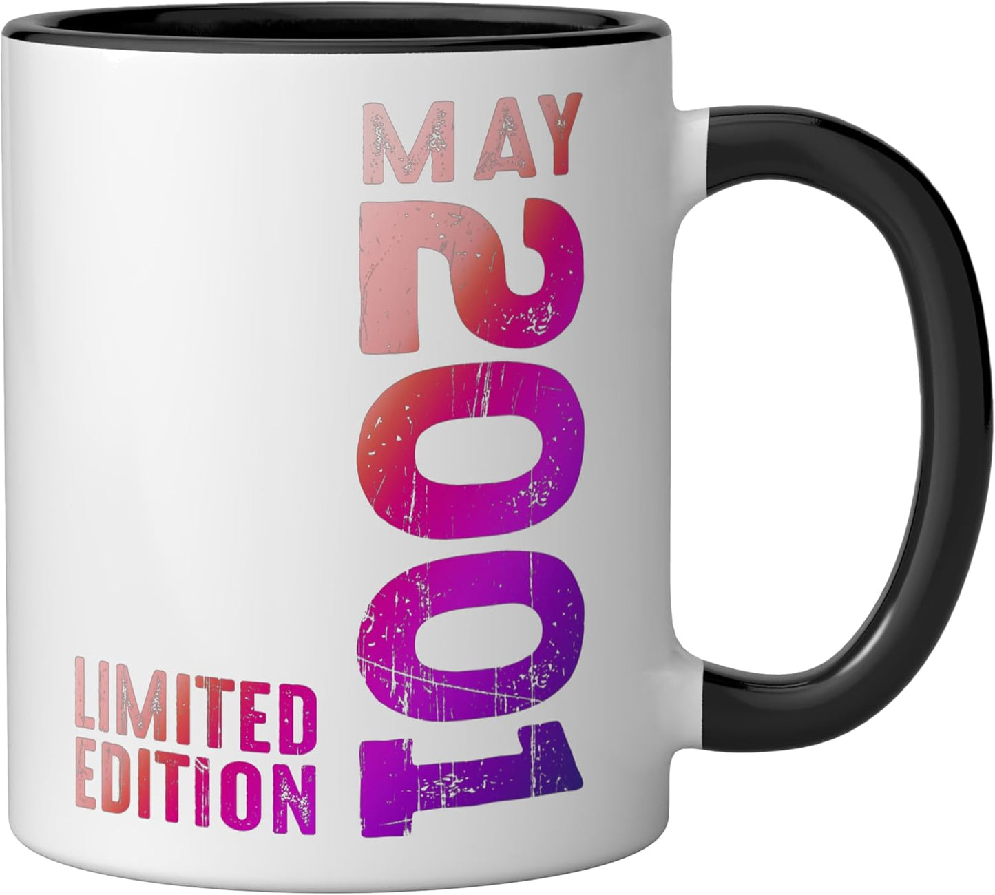 Taza de cerámica vintage 2001 negro/blanco