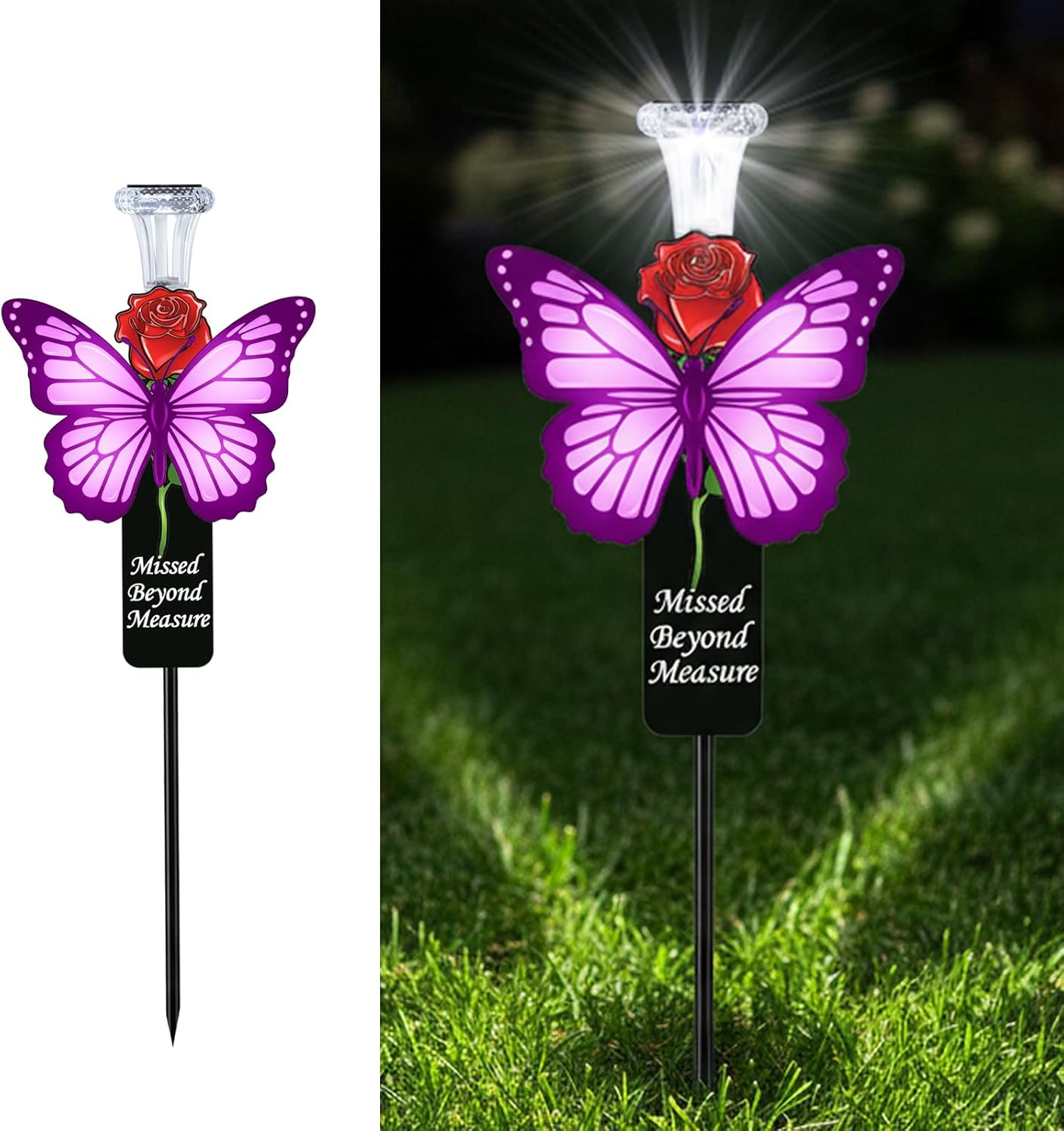 Estaca mariposa morada decoración tumba regalo condolencias