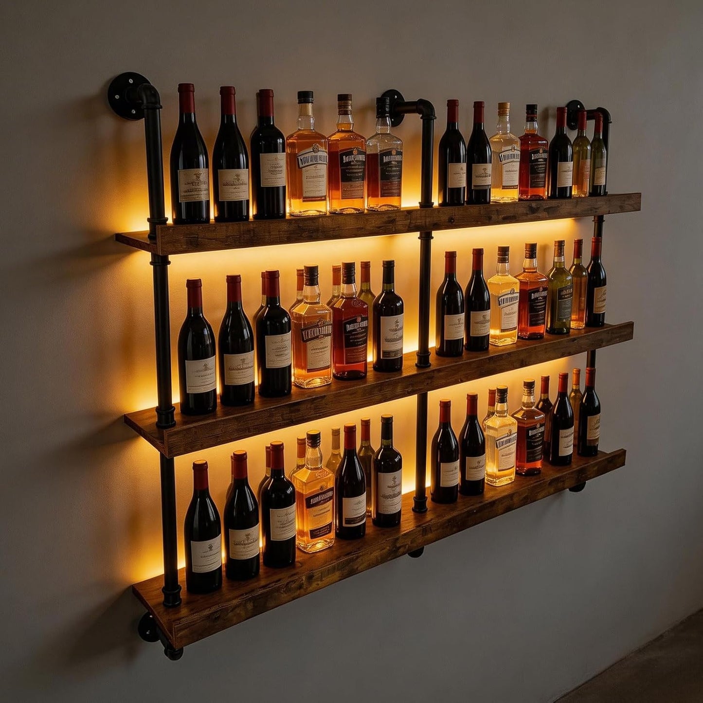 Estante de vino de 55 pulgadas con luces LED para bar de casa