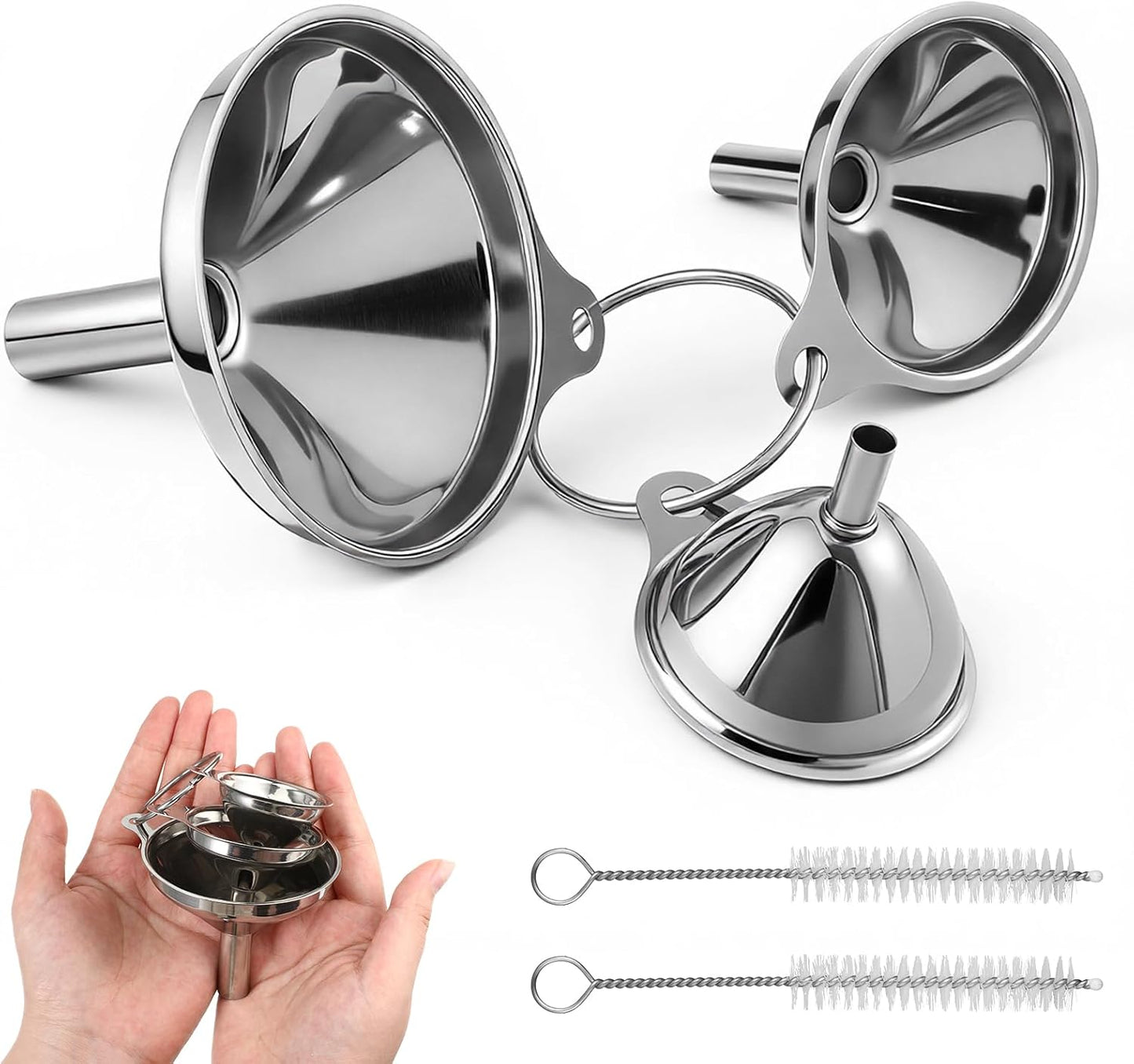 Juego de 3 embudos de acero inoxidable para cocina
