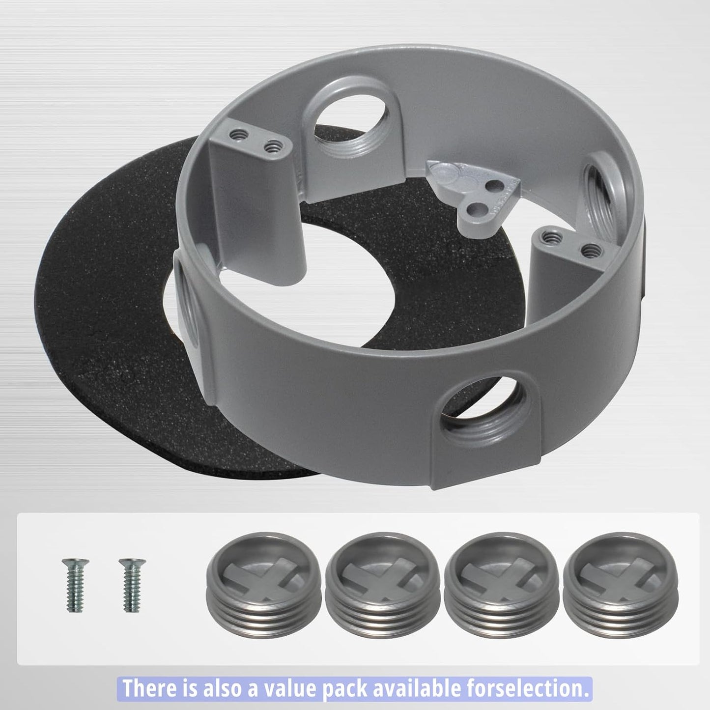 Extensor redondo caja eléctrica 18.3pulg³ 4agujeros gris
