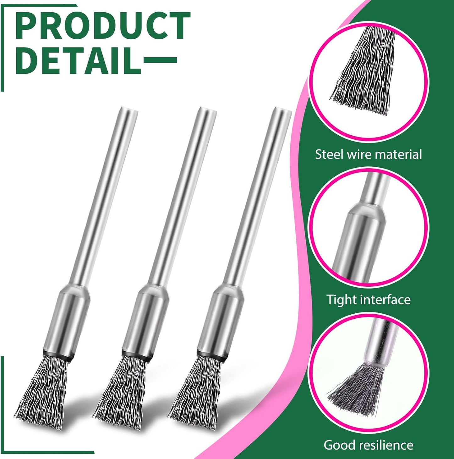 15 Cepillos Alambre Taladro Extensos para Limpieza Acero Inox
