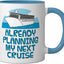 Taza cerámica vacaciones jubilación azul/blanco