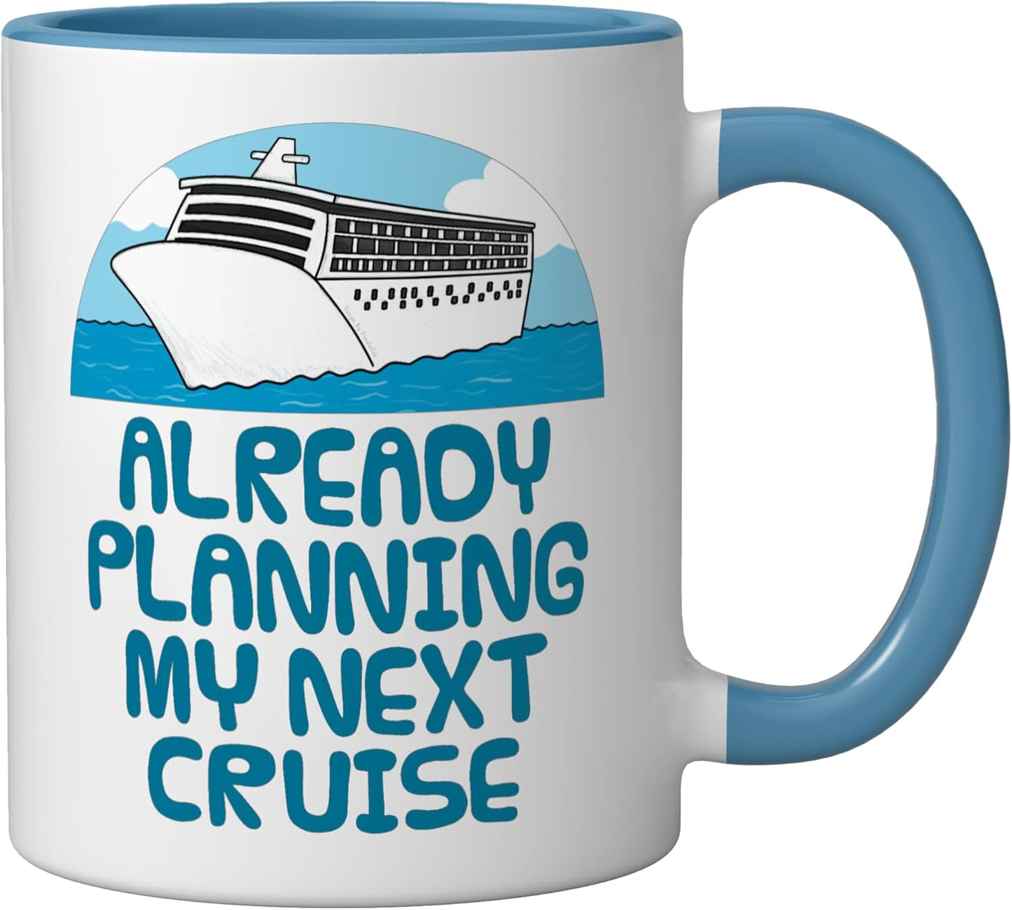Taza cerámica vacaciones jubilación azul/blanco