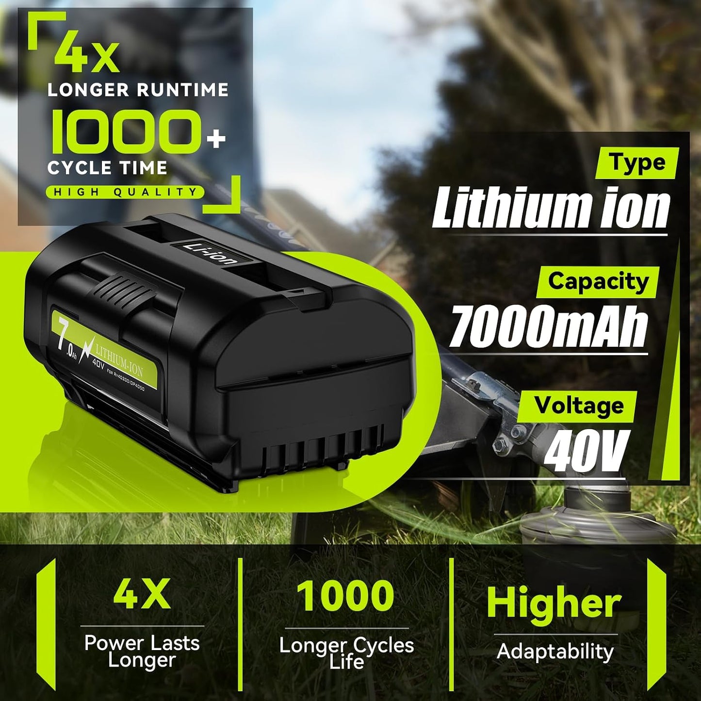 2 Baterías Ryobi 40V Litio 7.0 Ah OP4050A