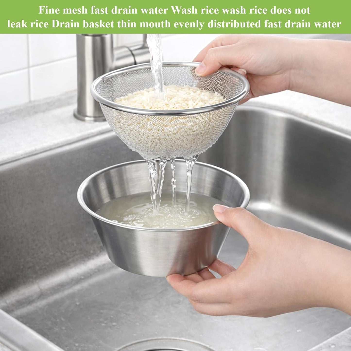 Mini coladores de acero inoxidable para alimentos con cuenco