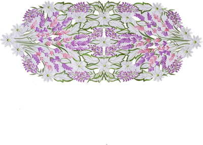 Caminos mesa lavanda primavera bordados margaritas 13x34pulg