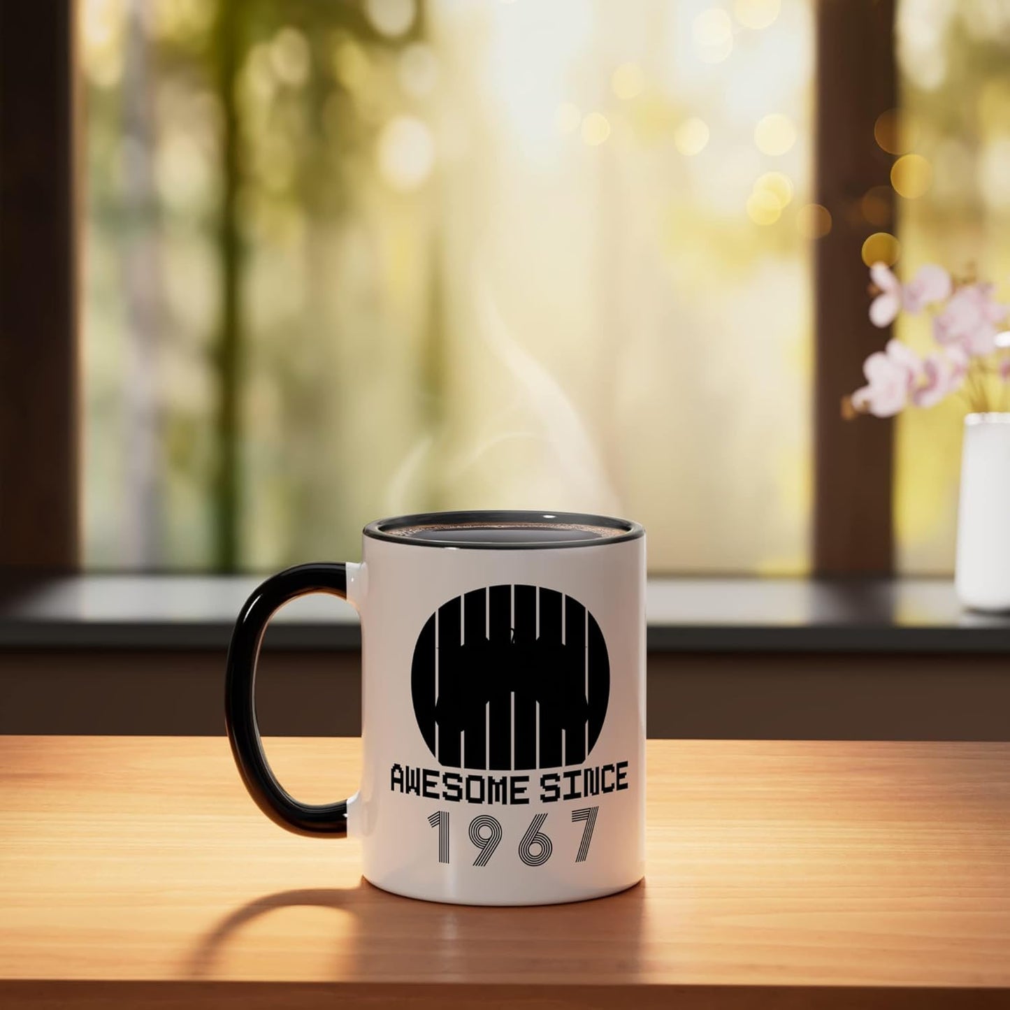 Taza cerámica vintage 1967 negro/blanco